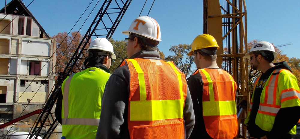 Construction Science students on a worksite